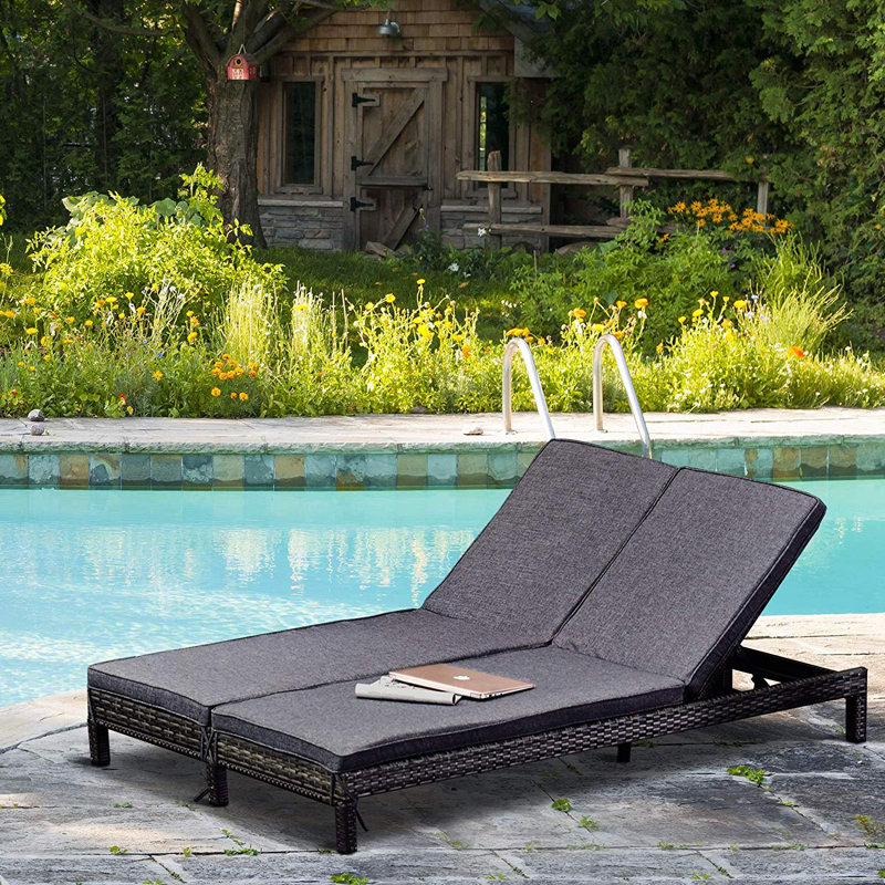 Sol 72 Outdoor Nantan Double Reclining Sun Lounger with Cushion